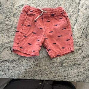 Coral Shorts with Blue Sharks l 3T